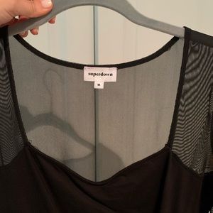 Superdown Nathalie Mesh Sleeve Bodysuit